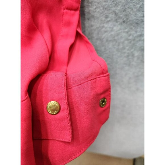 Michael Michael Kors Womens Pink Zip-Up Jacket Gold Accents Multiple Pockets Siz - Picture 5 of 10
